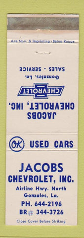 Matchbook Cover - Jacobs Chevrolet Gonzales LA WEAR