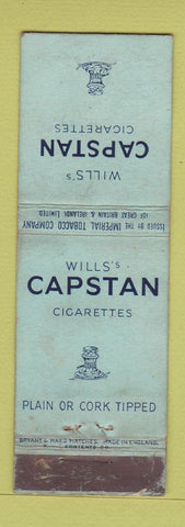 Matchbook Cover - Will's Capstan Cigarettes UK England WORN