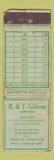 Matchbook Cover - R&T Gibson Grocery Edinburgh North Berwick UK England WORN