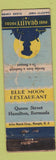 Matchbook Cover - Blue Moon Restaurant Hamilton Bermuda WORN