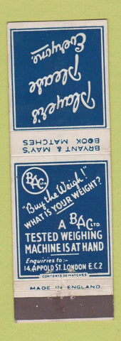 Matchbook Cover - BAC Weighing Player's Tobacco? UK England