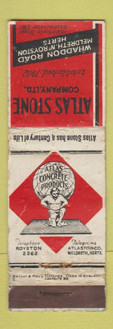 Matchbook Cover - Atlas Concrete Products Westminster UK England WORN