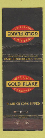 Matchbook Cover - Will's Gold Flake Cigarettes Tobacco UK England WORN