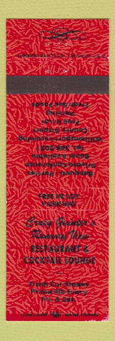 Matchbook Cover Craig Guinter's Runway View Restaurant Williamsport Lycoming PA