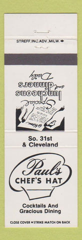 Matchbook Cover - Paul's Chef's Hat Milwaukee WI