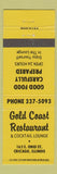 Matchbook Cover - Gold Coast Restaurant Chicago IL