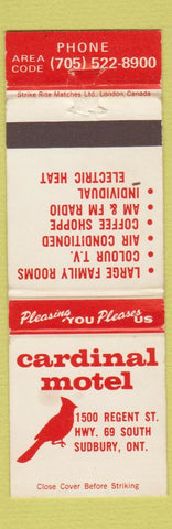 Matchbook Cover - Cardinal Motel Sudbury ON WEAR