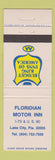 Matchbook Cover - Floridian Motor Inn Lake City FL #2