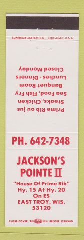 Matchbook Cover - Jackson's Pointe II East Troy WI