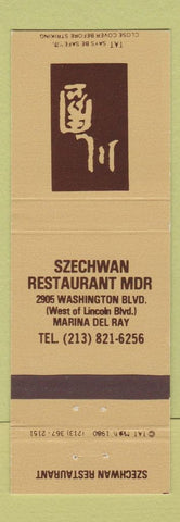Matchbook Cover - Szechuan Restaurant Marina Del Rey CA