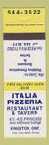 Matchbook Cover - Italia Pizzeria Pizza Kingston ON