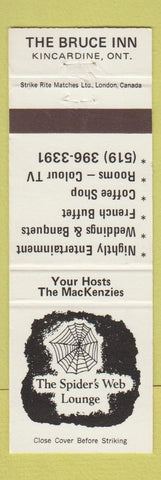 Matchbook Cover - Spider's Web Lounge Bruce Inn Kincardine ON