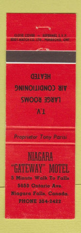 Matchbook Cover - Niagara Gateway Motel Niagara Falls ON