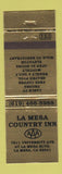 Matchbook Cover - La Mesa Country Inn CA