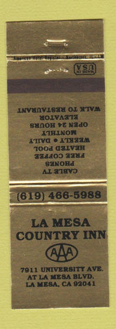 Matchbook Cover - La Mesa Country Inn CA