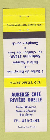 Matchbook Cover - Auberge Cafe Riviere Ouelle QC
