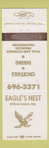 Matchbook Cover - Eagle's Nest Spread Eagle WI restaurant