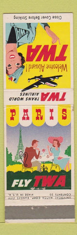 Matchbook Cover - TWA Airlines Paris France girlie