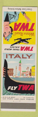 Matchbook Cover - TWA Airlines Italy girlie