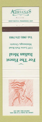 Matchbook Cover - Adriana's Italian Mississauga ON