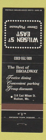 Matchbook Cover - Wilson St East Dinner Playhouse Madison WI