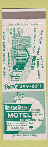 Matchbook Cover - General Greene Motel Greensboro NC