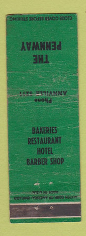 Matchbook Cover - The Pennway Bakery Hotel Annville WEAR