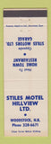 Matchbook Cover - Stiles Motel Hillview Woodstock NB WEAR