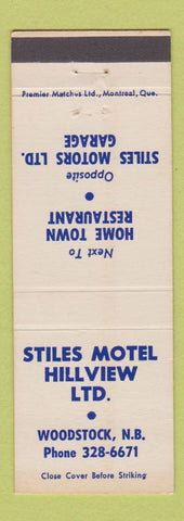 Matchbook Cover - Stiles Motel Hillview Woodstock NB WEAR