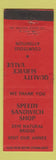 Matchbook Cover - Speedy Sandwich Shop ST Louis MO
