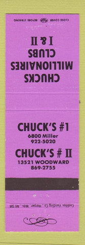 Matchbook Cover - Chucks Millionaires Clubs Detroit? Disco