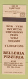 Matchbook Cover - Belleria Pizza Youngstown OH