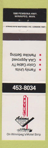 Matchbook Cover - Motel Adams Winnipeg MB