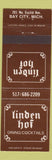 Matchbook Cover - Linden Hof Restaurant Bay City MI