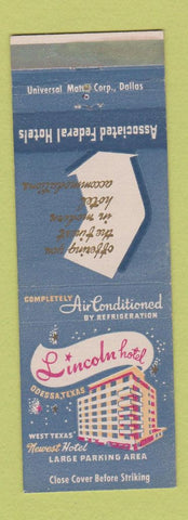 Matchbook Cover - Lincoln Hotel Odessa TX