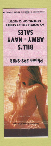 Matchbook Cover - Bill's Army Navy Sales Athens OH pinup