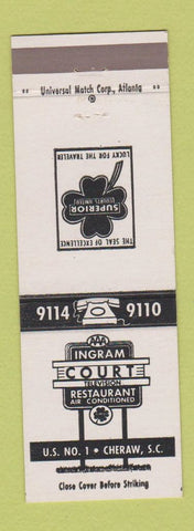 Matchbook Cover - Ingram Court Motel Cheraw SC