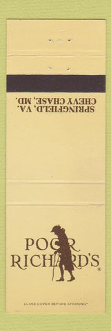 Matchbook Cover - Poor Richards Springfield VA Chevy Chase MD