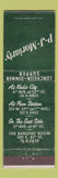 Matchbook Cover - PJ Moriarty New York City