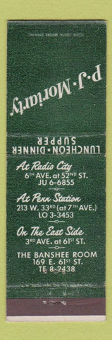 Matchbook Cover - PJ Moriarty New York City