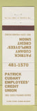 Matchbook Cover - Patrick Cudahy Credit Union WI