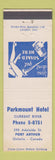 Matchbook Cover - Poarkmount Hotel Port Arthur ON girlie