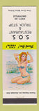 Matchbook Cover - SOS Restaurant Truck Stop Smithville ON pinup