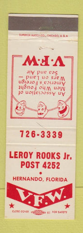 Matchbook Cover - VFW Leroy Rooks Jr Hernando FL