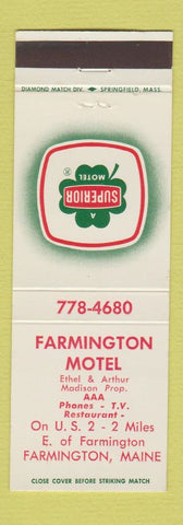 Matchbook Cover - Farmington Motel Farmington ME