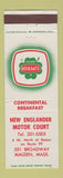 Matchbook Cover - New Englander Motor Court Malden MA
