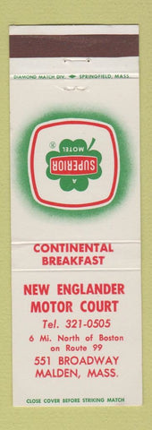 Matchbook Cover - New Englander Motor Court Malden MA