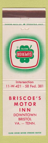 Matchbook Cover - Briscoe's Motor Inn Bristol VA TN