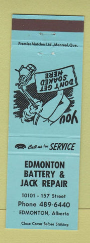 Matchbook Cover - Edmonton Battery Jack Repair Edmonton AB girlie