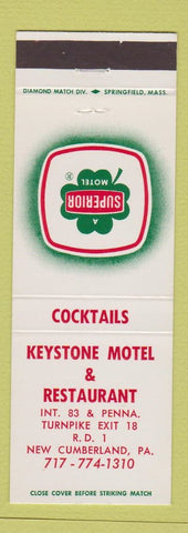 Matchbook Cover - Keystone Motel Restaurant New Cumberland PA